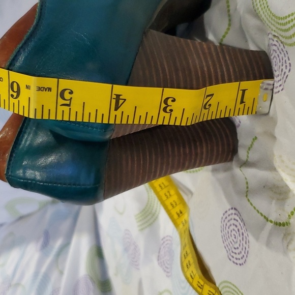 Spring step l'artiste turquoise and brown deco heels - Picture 5 of 10